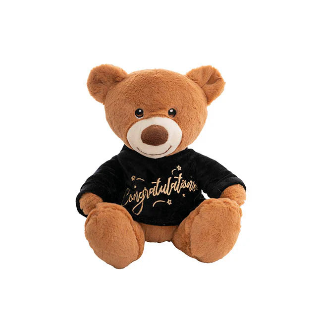 Congratulations Teddy Bear Caleb with Black Congratulations T-Shirt (21cmST)