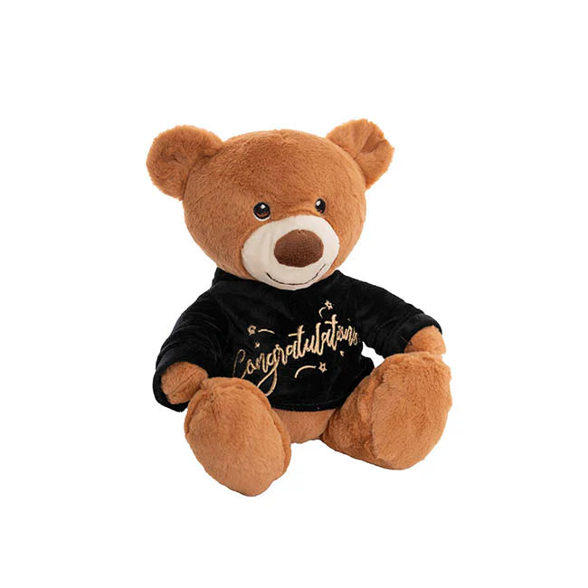 Congratulations Teddy Bear Caleb with Black Congratulations T-Shirt (21cmST)
