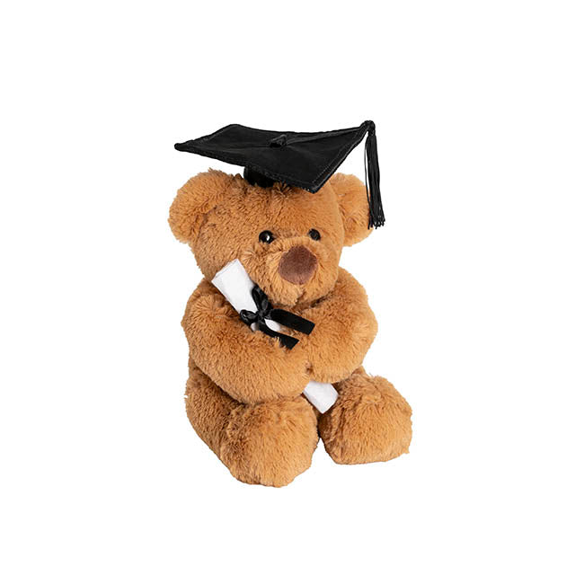 Graduation Teddy Bear Harvey Plush Soft Toy Brown with Hat & Scroll (20cmST)