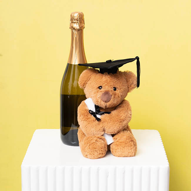 Graduation Teddy Bear Harvey Plush Soft Toy Brown with Hat & Scroll (20cmST)