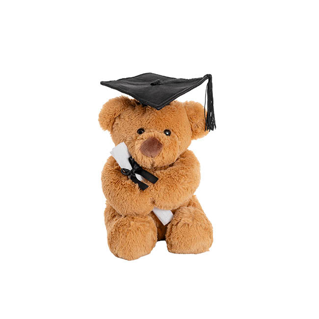 Graduation Teddy Bear Harvey Plush Soft Toy Brown with Hat & Scroll (20cmST)