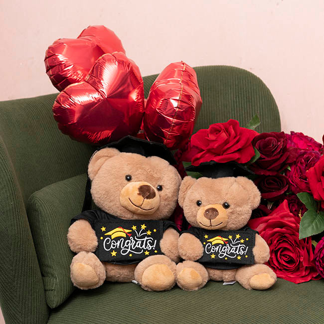 Graduation Teddy Bear Arnold with Congrats Sign Brown (25cmST)